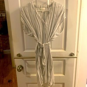 H&M blue and white stripped dress with tie